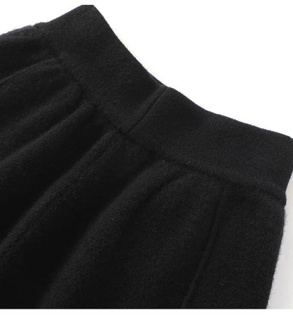 High Waist Wide Leg Woolen Pants Women's Loose Casual Black Long Trousers Autumn Fashion Elegant Commuting Style