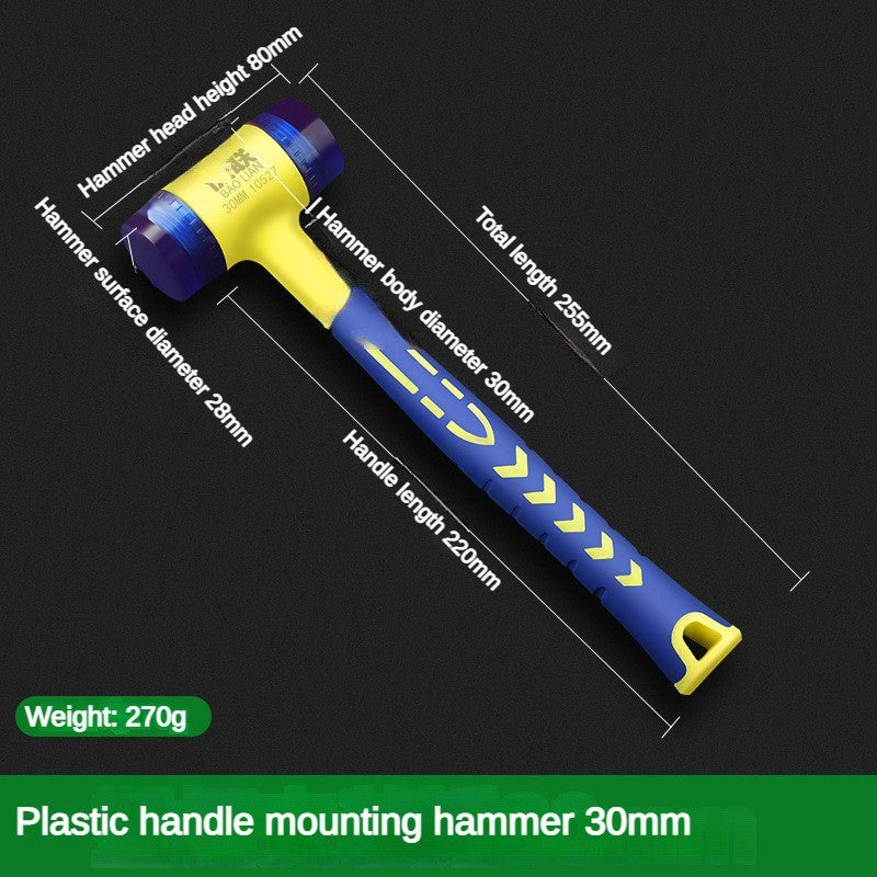 Martelo de instalação de duas cabeças destacável e isolado com cabo de borracha e empunhadura macia, 25mm-45mm, para trabalhos de instalação
