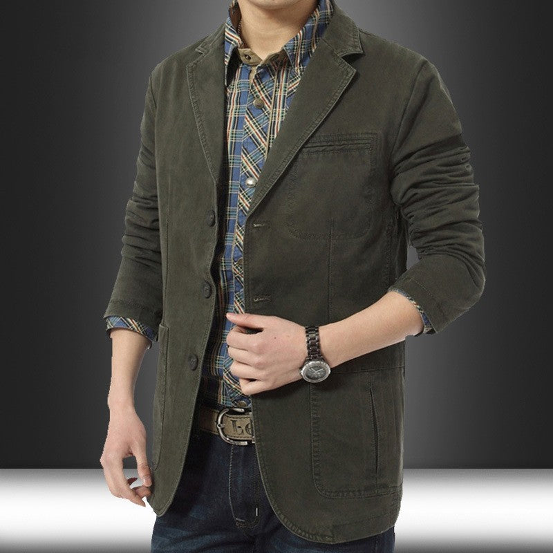 Men Blazer Middle-aged Loose Men Fashion Business British Style Casual Suit Three Button Cotton Casual Clothes Single West Coat