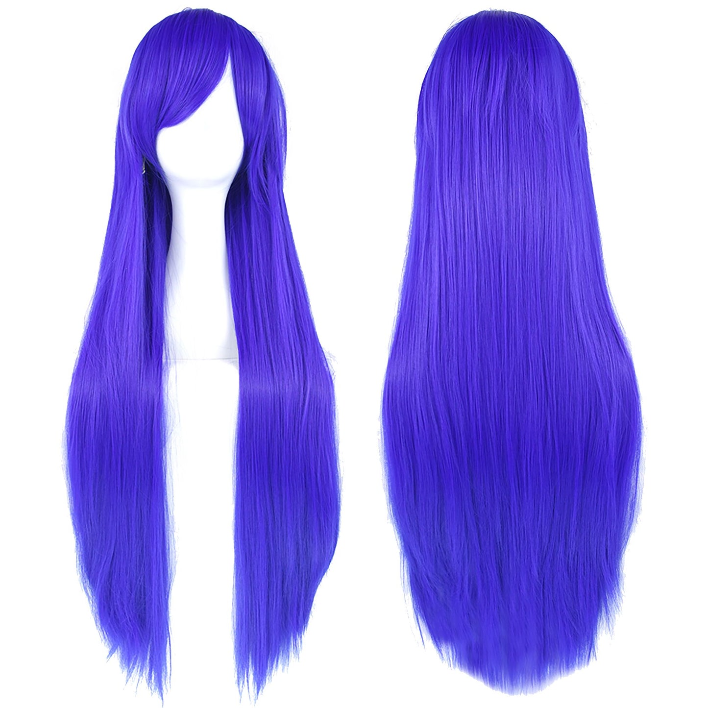 Soowee 80cm Cabelo Sintético Comprido Branco Roxo Perucas Cosplay Festa Preto Cabelo Liso Peruca Postiça para Mulheres