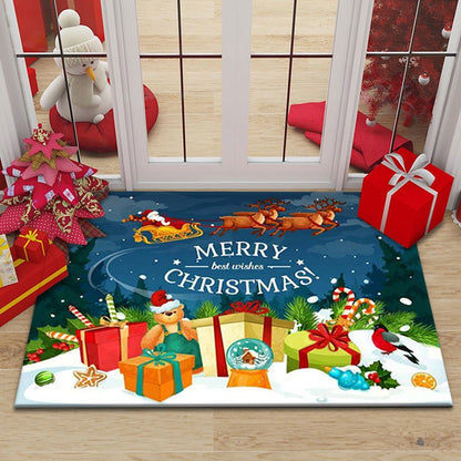 Christmas Decor Carpet - Red Festive Floor Mat, Living Room Holiday Rug, Non-Slip & Easy to Clean, Great Xmas Gift Idea for Fami
