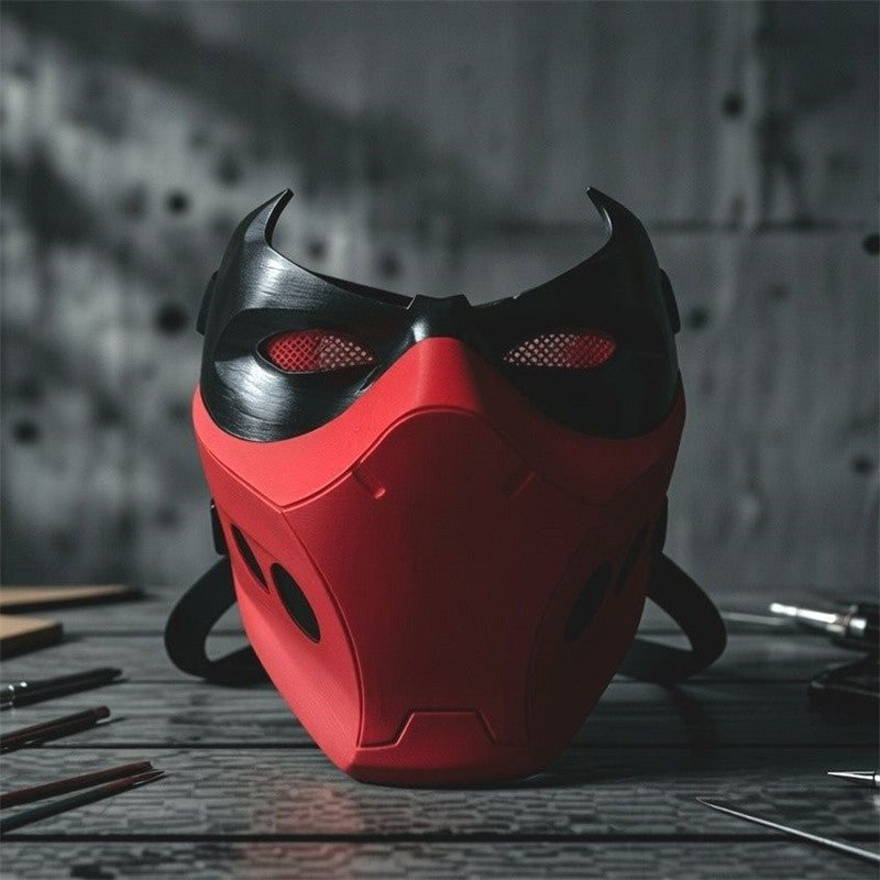 Anime Red Hood Jason Todd Cosplay Mask Superhero Half Face Masker Helmet Halloween Adult Unisex Accessories Costume Party Prop