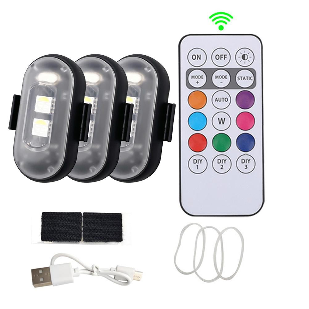 4pcs/set Wireless Remote Control Aircraft Lights,RGB Led Aircraft Strobe Light Motorcycle Accessories