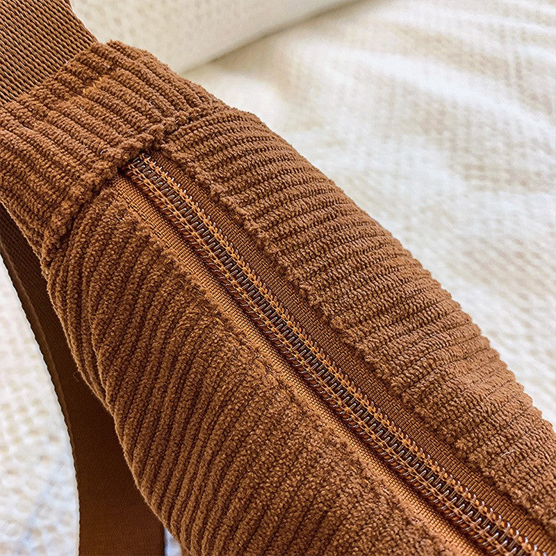 Solid Color Corduroy Women's Hobos Shoulder Bag Retro Casual Female Crossbody Bags Ladies Daily Travel Handbags Messenger Bag