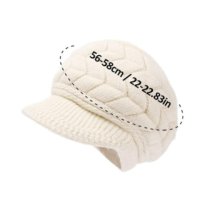 Women's Winter Solid Color Warm Knitting Loose Beret Leisure Ski Cap Korean Version Beret Plus Velvet Thick Knitting Ear Cap