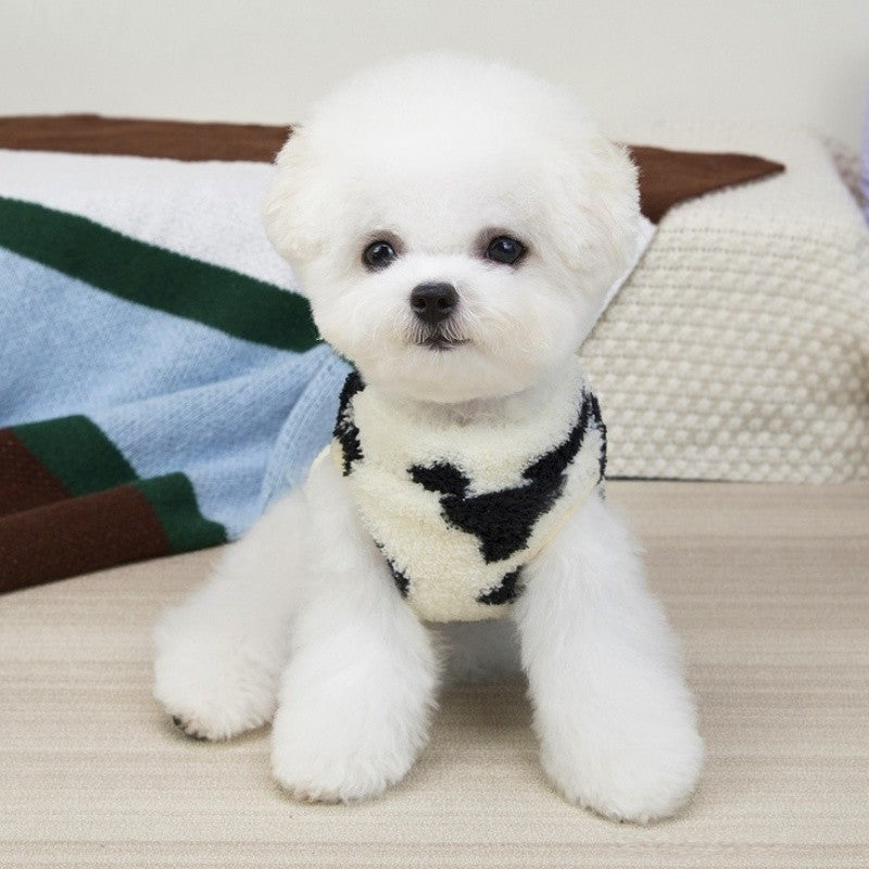 Colete de cachorro quente de lã, suéter de outono macio para animais de estimação, roupas de cachorro de luxo, moletons para filhotes, colete de gato com estampa animal, pulôveres para animais de estimação, roupas de poodle