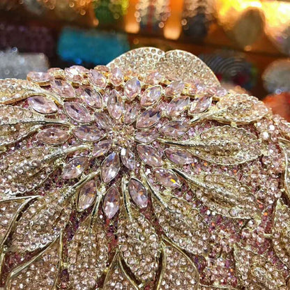 XIYUAN women red/pink/blue/gold/silver Hollow Out Flower Birthday party Crystal Evening bag Clutch purse Minaudiere Handbags