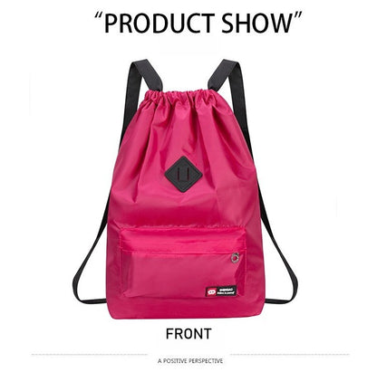 Mochila de Cordão Oxford para Exterior Unissex Bolsa Leve de Nylon Esportiva de Viagem de Grande Capacidade Versátil