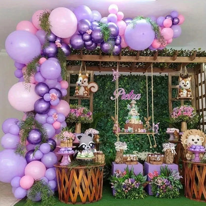 42pcs Pink and Purple Party Balloons Metallic Rose Red Purple Latex Balloons for Girls Birthday Wedding Party Decorations