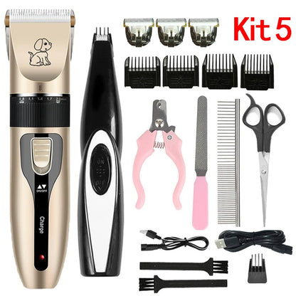 Máquina de Tosa Elétrica para Cães, Kit de Cuidados para Animais de Estimação Recarregável, Aparador de Pelos para Gatos, Cortador de Pelos, Removedor Silencioso, Máquina de Lixar Unhas