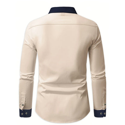 FGKKS Men Shirt Fashion Brand New Patchwork Long Sleeve Smart Casual Elastic Four Season Quality Male Business Shirt