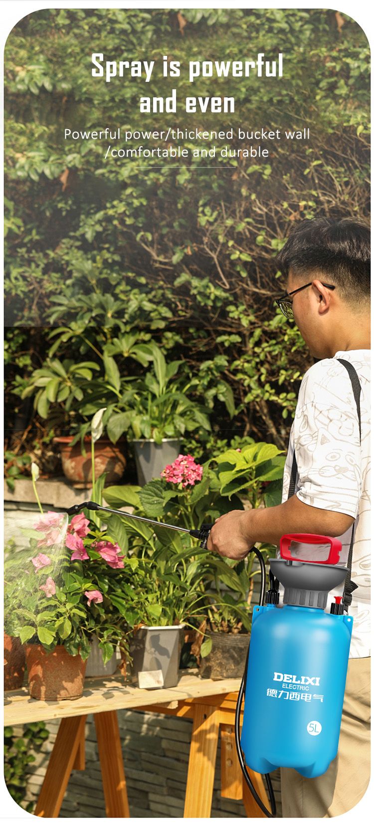 DELIXI ELECTRIC 3/5/8L Garden Sprayer Hand Pump Pressure Sprayer,Multi-Purpose Hand Pressure Garden Sprayer,for Lawn Garden