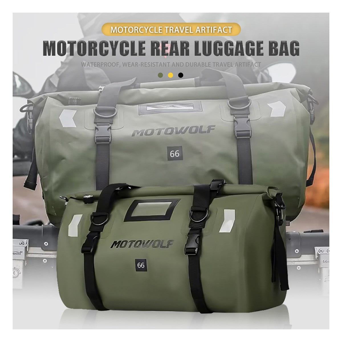 Motorcycle Dry Bag Waterproof Reflective Tail Duffle Bag Skiing Travel Hiking Camping Boating Riding Fishing Outdoor Luggage