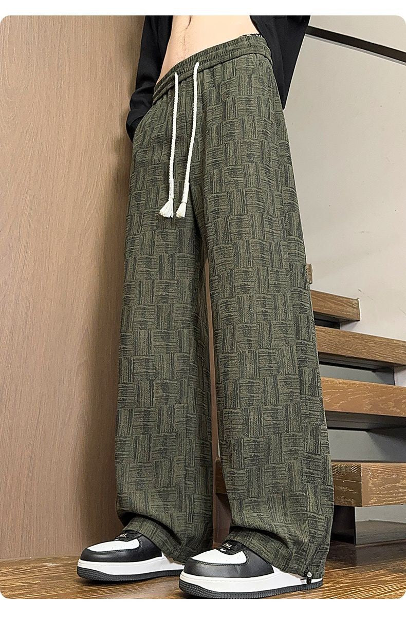 Calça Masculina Reta com Cordão na Cintura Bolsos Elástica Ajuste Casual para Uso Diário Outono Inverno Calça Esportiva Masculina de Alta Qualidade