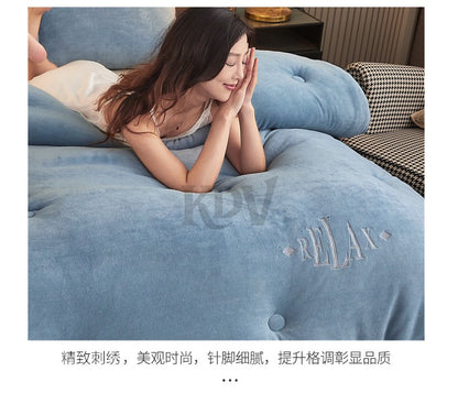 Double Sided Milk Velvet Winter Comforter Thickened Warm Double Layer Flannel King Size Quilts for Bed Solid Soft Plush Duvets