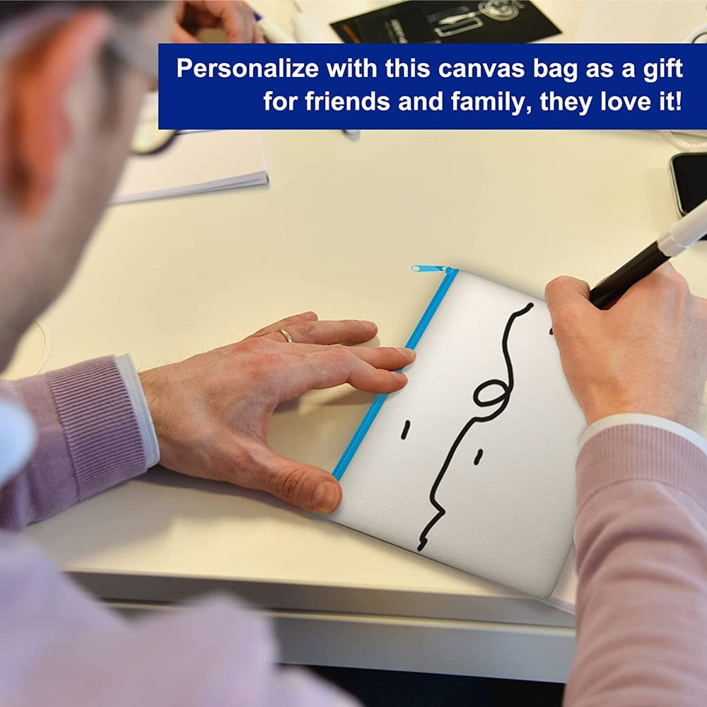 12Pcs Canvas Zipper Pouch Blank DIY Craft Pencil Case, Multipurpose Makeup Bags for Pen, Cosmetic, Invoice Bill