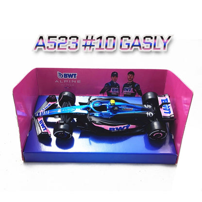 Bburago BWT Alpine A523 #10 Pierre Gasly F1 Modelo de Carro, Escala 1:43 Fórmula 1 Equipe Francesa de Corrida Miniatura Colecionável Brinquedo