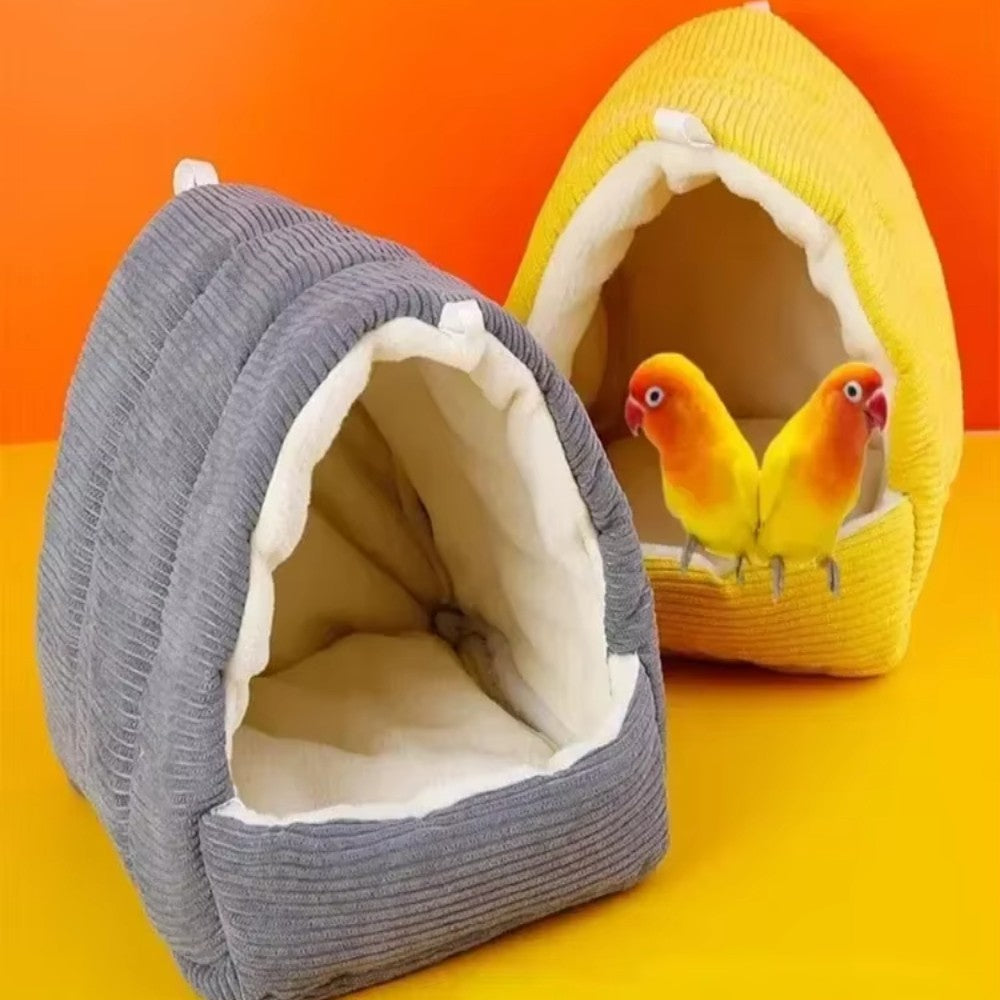 Parrot Cotton Nest Bird Cage Mini Hammock Cage Plush and Thickened Winter Bird Cotton Nest Hut Tent Bed Hanging Cave Pet Items