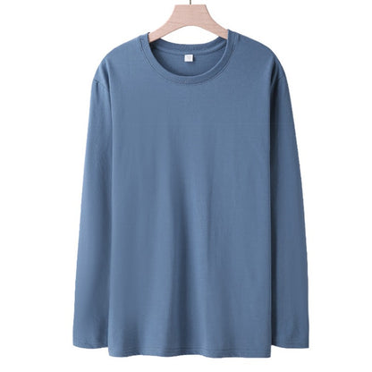 Long Sleeves T-Shirts Men 100% Cotton Tee Tops Male Autumn Basic Plain Color Tshirts Women Normal Fit Size M-5XL Under Wear Man