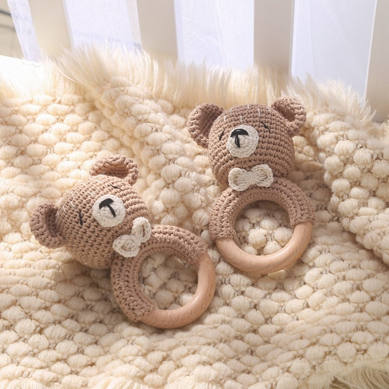 Brinquedos de Crochê para Bebês Chocalho de Animal Desenho Animado Chocalhos Musicais para Bebês Chocalho de Dentista Kawaii Brinquedo de Bebê 0-12 Meses Brinquedos Montessori