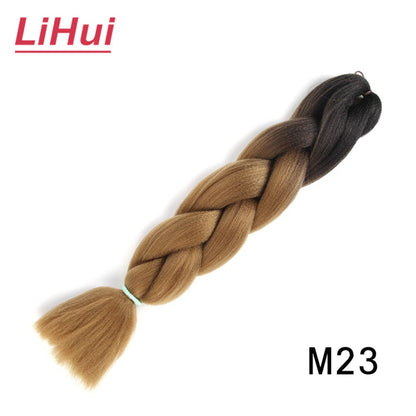 Cabelo Sintético Trança Jumbo 24 Polegadas Ombre Jumbo Extensão de Cabelo para Mulheres Tranças DIY Roxo Rosa Amarelo Cinza Lihu
