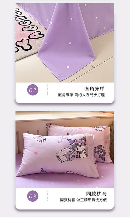 New Sanrio Hello Kitty Bedding Set Cotton Kuromi Melody Bedding Double Pillowcase Bed Linens Girl Dorm Bedclothes Home Textile