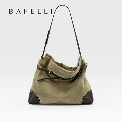 ?Genuine Suede Women's Bag Large Capacity Crossbody Underarm Tote for Commuting Multi-functional Hobo Bag