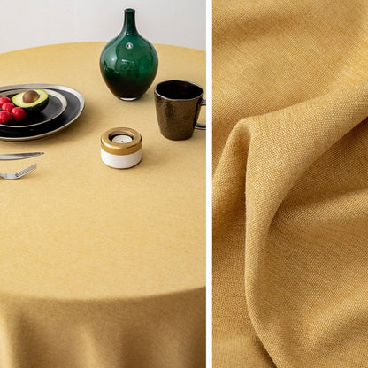 Large Round Tablecloth Solid Color Cotton Linen Waterproof Table Cloth Oil-Proof Table Cover for Kitchen Garden Restaurant