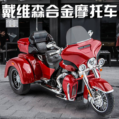 1:9 Harley D-vTRI GLIDE ULTRA Triciclo de Luxo em Liga Fundida Modelo de Motocicleta com Som e Luz Coleção Decoração Presente Caixa