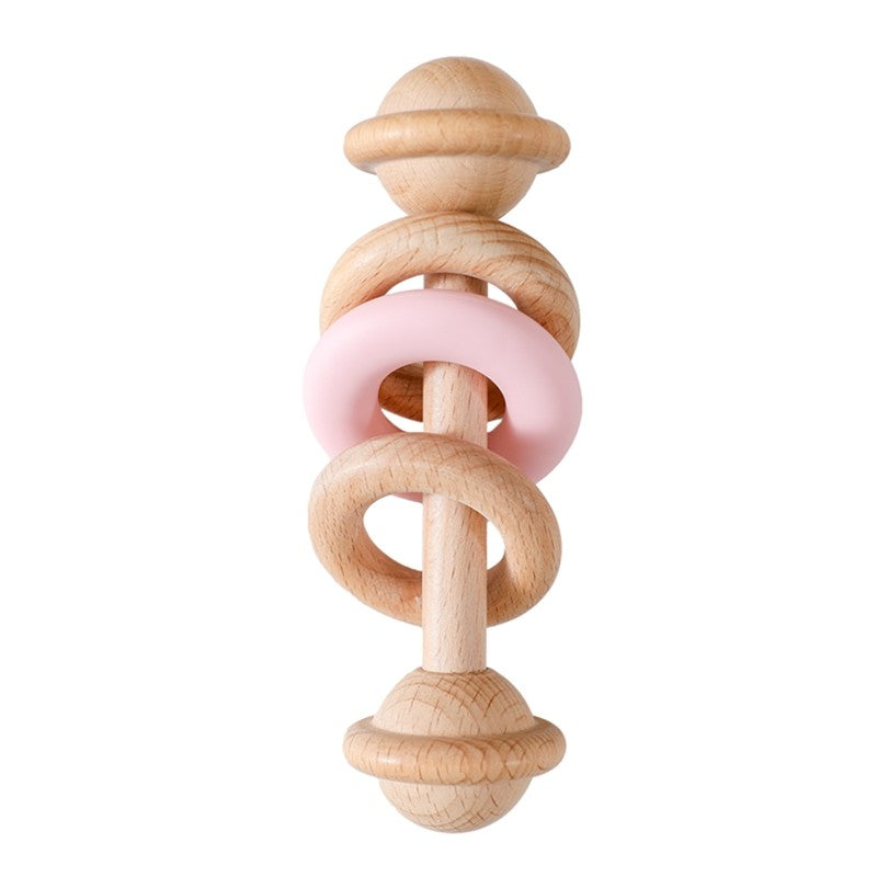 1Pc Baby Wooden Rattle Teether Toys Beech Wooden Ring Star Hand Music Rattle Teething Baby Toys Montessori Toys For Kids Gift