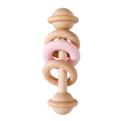 1Pc Baby Wooden Rattle Teether Toys Beech Wooden Ring Star Hand Music Rattle Teething Baby Toys Montessori Toys For Kids Gift
