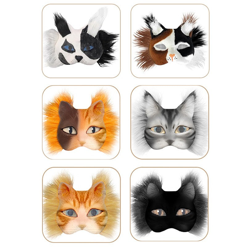 Therian Mask Kit Hand-Made Fox Themed Blank Half Face Hand-painted Mask DIY Masks For Makeup Ball Halloween Party Christmas Gift