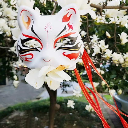 5PCS Therian Masks White Cat Masks Blank DIY Halloween Mask Animal Half Facemasks Masquerade Cosplay Party