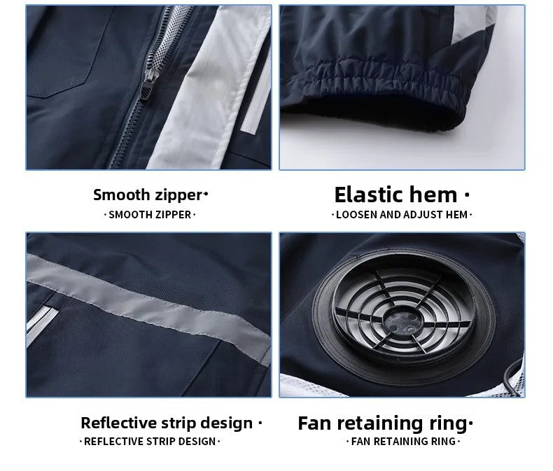 Summer Cooling Jacket Men's Hooded Fan Jacket Heat Resistant Fan Air Conditioner Clothes Breathable Outdoor Fishing Fan Workwear