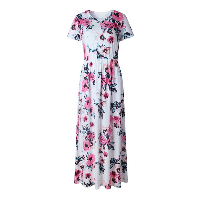 Women Summer Floral Print Maxi  2025 Loose White Boho Beach Dress Women Vintage