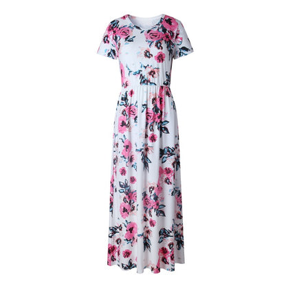 Women Summer Floral Print Maxi  2025 Loose White Boho Beach Dress Women Vintage