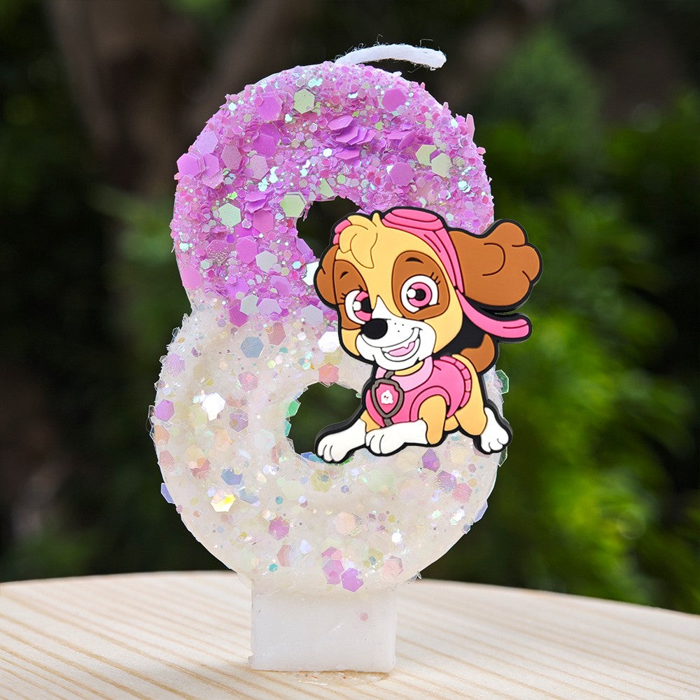 Paw Patrol Candle 0-9 Number Candle Paw Patrol Cartoon Character Party Cake Plug-in Birthday Cake Decoration Baby Shower Gift
