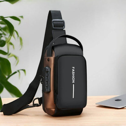 Men'S Anti-Theft Password Lock Chest Bag,Durable Oxford Fabric, Adjustable Shoulder Strap, Crossbody Style with Secure Lock