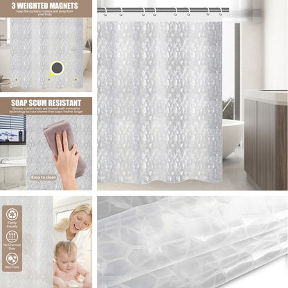Clear Shower Curtain PEVA Transparent Bathroom Liner Waterproof 180x200CM Bath Curtains Bathroom Mould Proof Curtains with Hooks