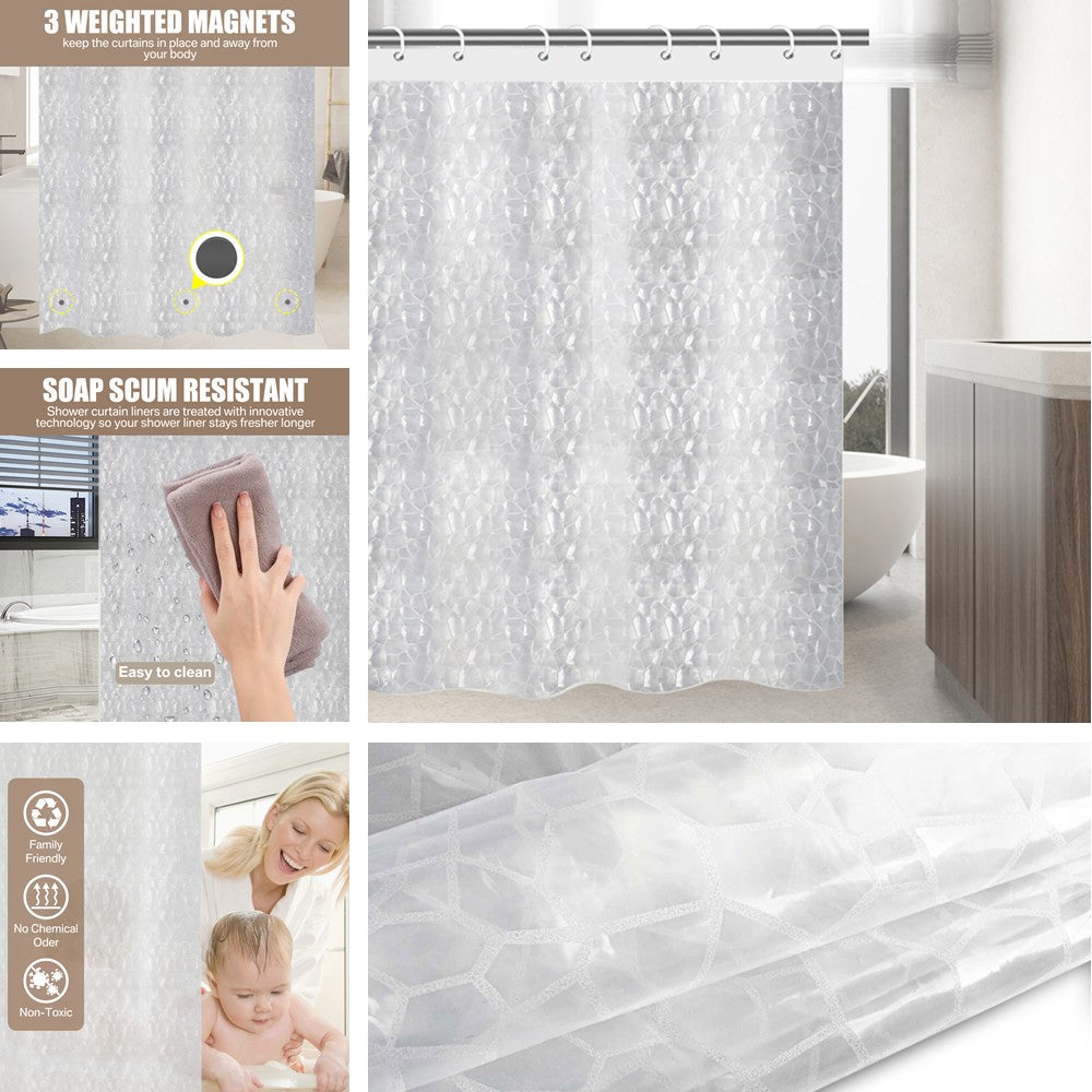 Clear Shower Curtain PEVA Transparent Bathroom Liner Waterproof 180x200CM Bath Curtains Bathroom Mould Proof Curtains with Hooks