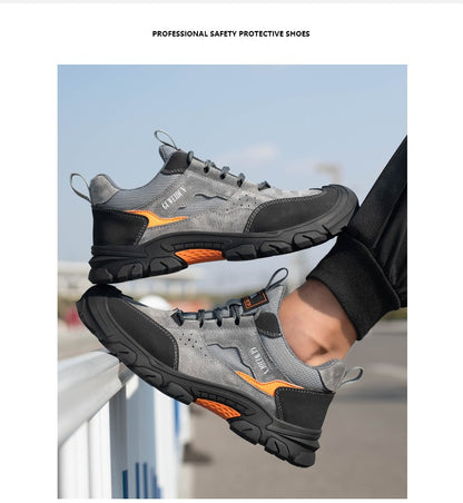 Men Safety Work Shoes Plastic Toe Safety Boots Fashion Lightweight Comfort Working Sneakers Anti-puncture Indestructible Shoes