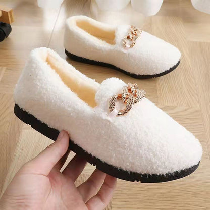 Womens Winter Slippers Warm Short Plush House Shoes Laides Slip on Moccassins Fashion Lady Flats Loafers Non Slip
