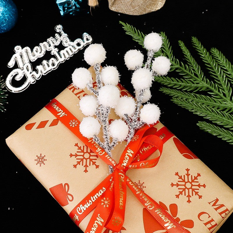 5/200pcs Artificial White Berry Stem Frosted Christmas Berries Branch Snow Tipped Stems Twigs Wreath Xmas Tree Fillers Ornament
