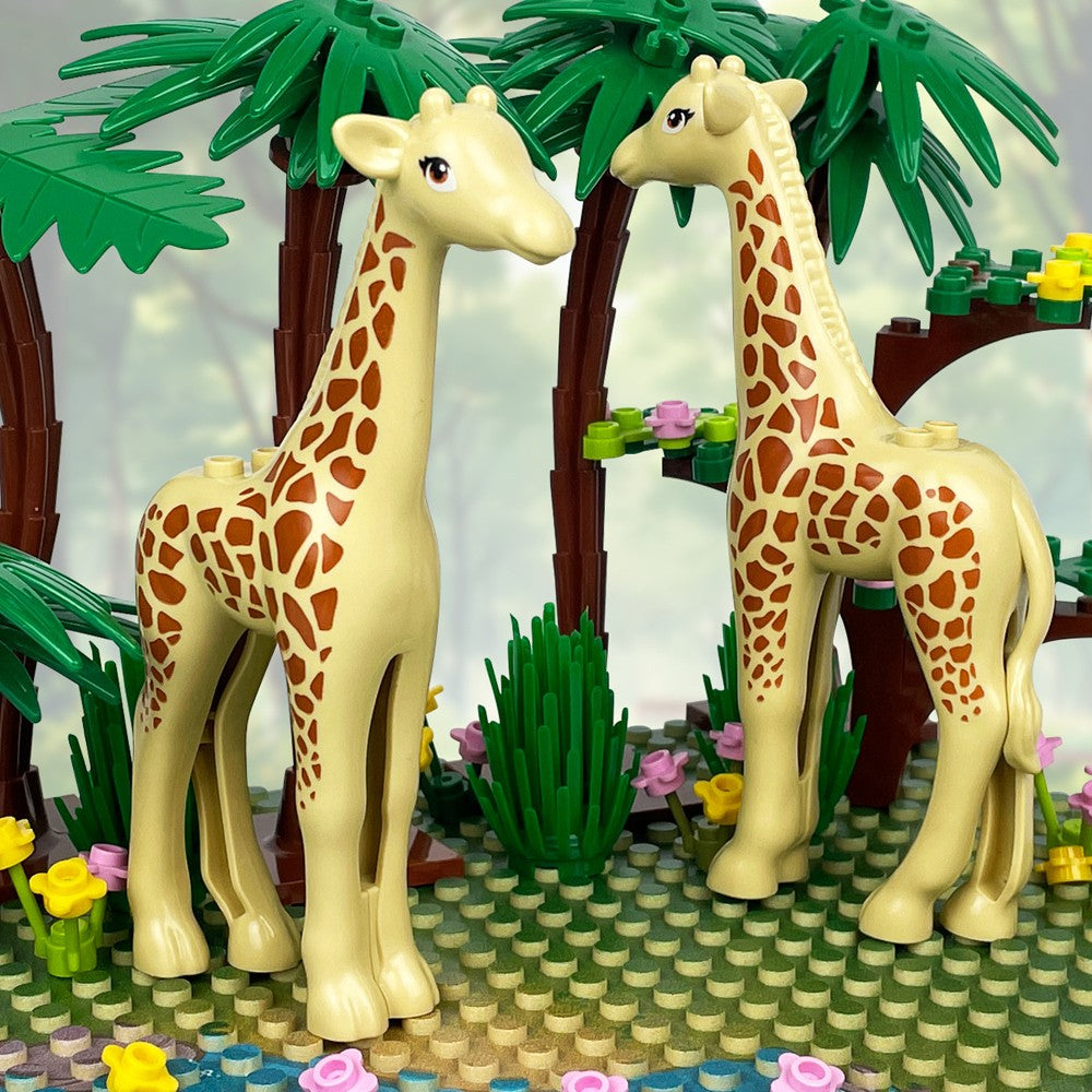 MOC Zoo Animal Building Block Accessories Set  Elephants Camel Deer Medieval Wolves Dinosaur Bricks Tyrannosaurus Model Toy