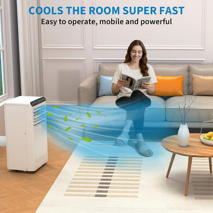 Ar-Condicionado Portátil 8000 BTU, Silencioso, Unidade AC Portátil 3 em 1 com Controle Remoto, Desumidificador e Temporizador, Eficiente em Energia