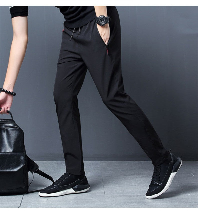 2024 Summer men's casual pants slim fit thin Korean version ice silk pants Jinlun sports pants straight tube quick drying pants