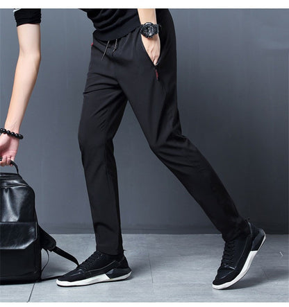 2024 Summer men's casual pants slim fit thin Korean version ice silk pants Jinlun sports pants straight tube quick drying pants
