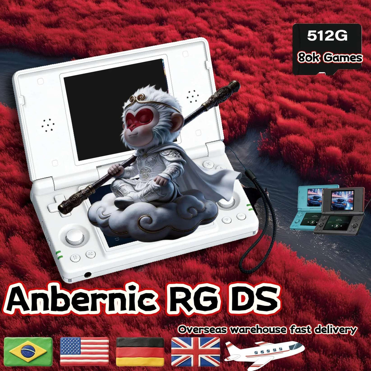 Anbernic RG DS Video Game Console Dual 4.0” IPS Screen Android 14 Support Dual Application On Split Screens & Hall  PSP Gifts