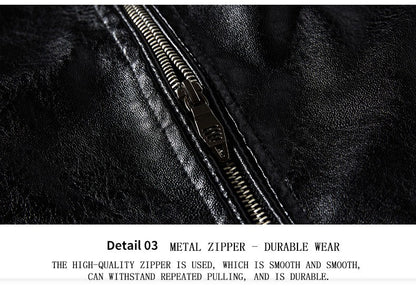 2023 Leather Jacket Men Winter Fleece Motorcycle Faux Leather Jacket Removable Fur Collar Windbreaker Ropa De Hombre Slim Coat