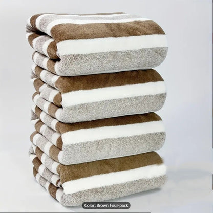 Conjunto de 4 Toalhas de Banho Listradas, Absorventes e de Secagem Rápida, Super Macias e Amigas da Pele Para o Banheiro de Casa